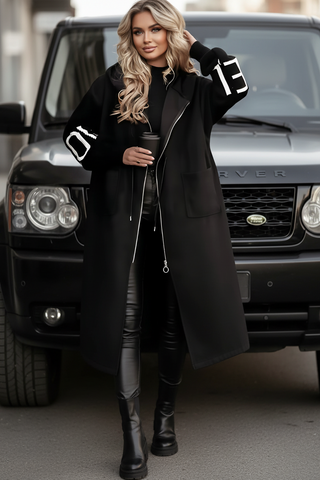 Kelly Black Drawstring Hooded Coat