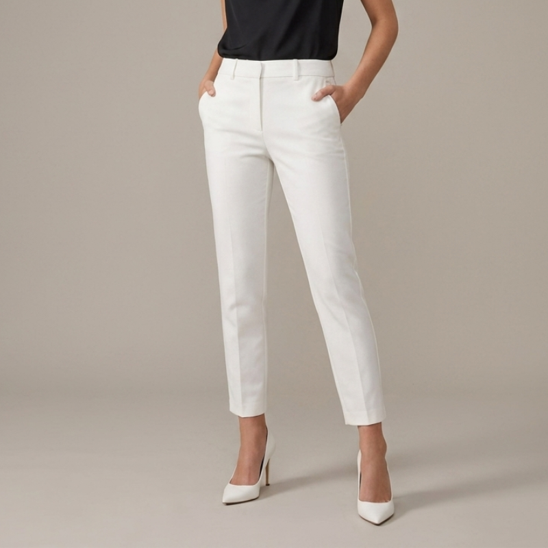 Women's High-Waisted Tailored Pants – White