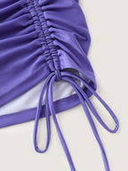 Plus Size Tropical Drawstring Swim Top