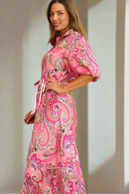Leah Paisley Midi Shirt Dress – Pink by Aurelia Sun