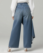 Ashley Wrap-Front Denim Trousers – Light Blue