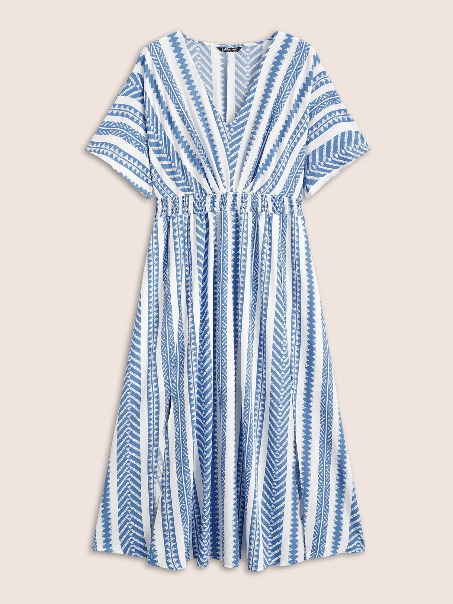 Plus Size Shirred Split-Hem Midi Dress