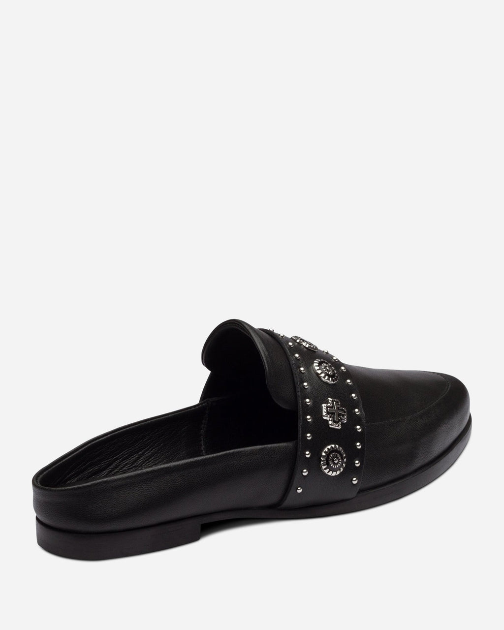 Tuesday Western Leather Mule – Black/Silver by Aurelia Sun