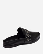 Tuesday Western Leather Mule – Black/Silver by Aurelia Sun