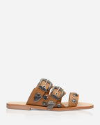 Eastwood Leather Slide – Tan/Silver by Aurelia Sun