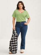 Plus Size Cotton V-Neck T-Shirt