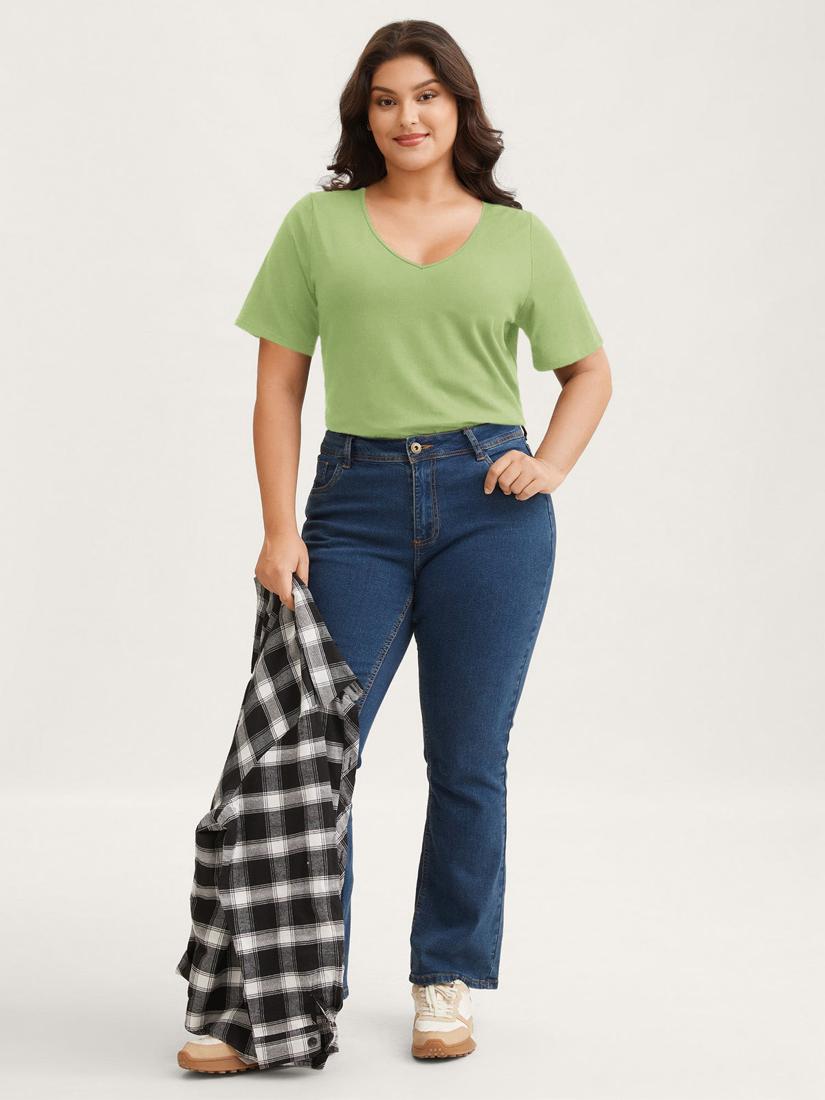 Plus Size Cotton V-Neck T-Shirt