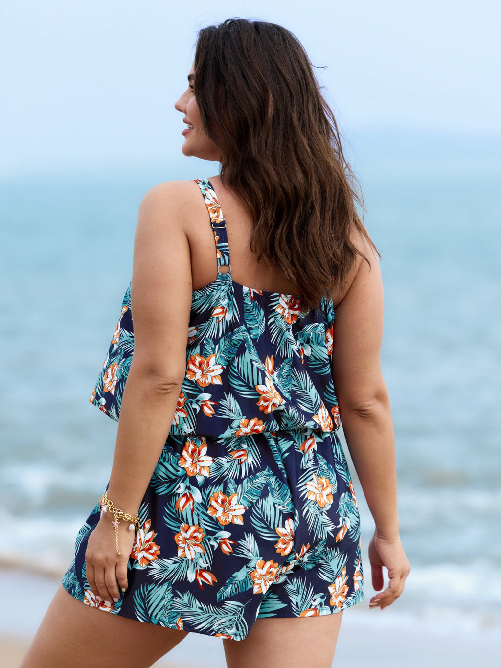 Plus Size Tropical Floral One-Piece Swimsuit