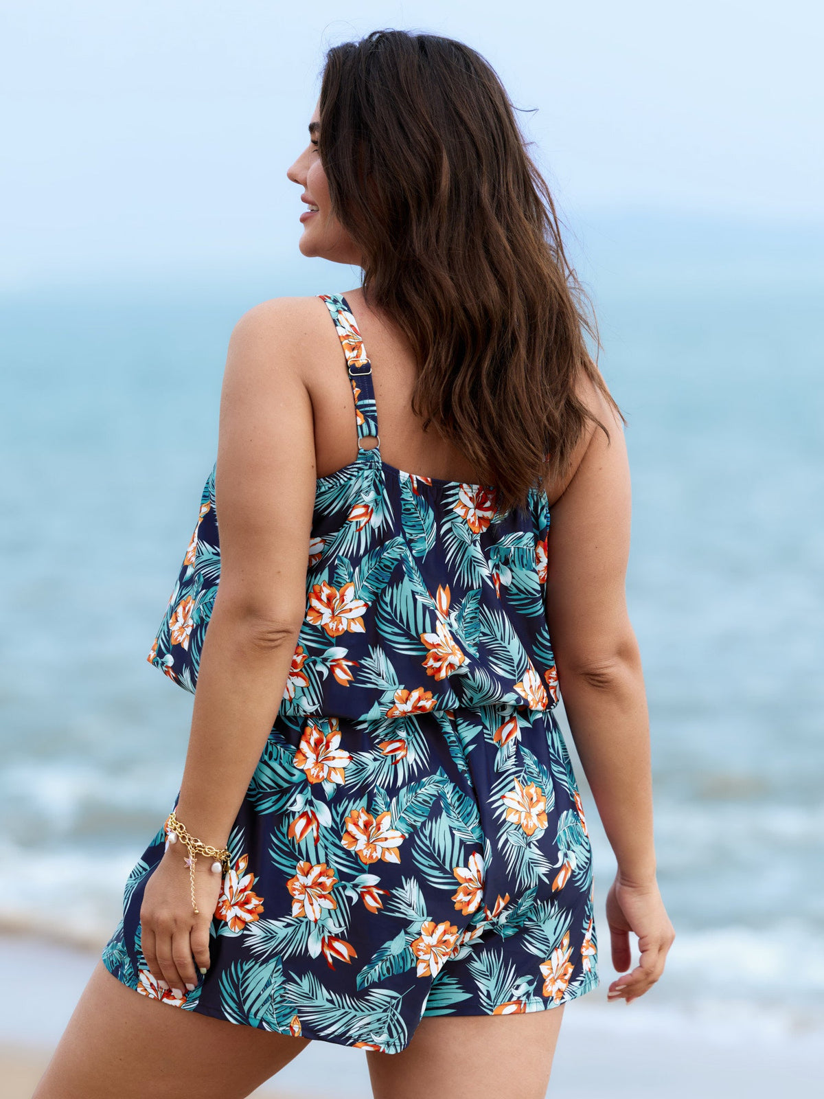 Plus Size Tropical Floral One-Piece Swimsuit
