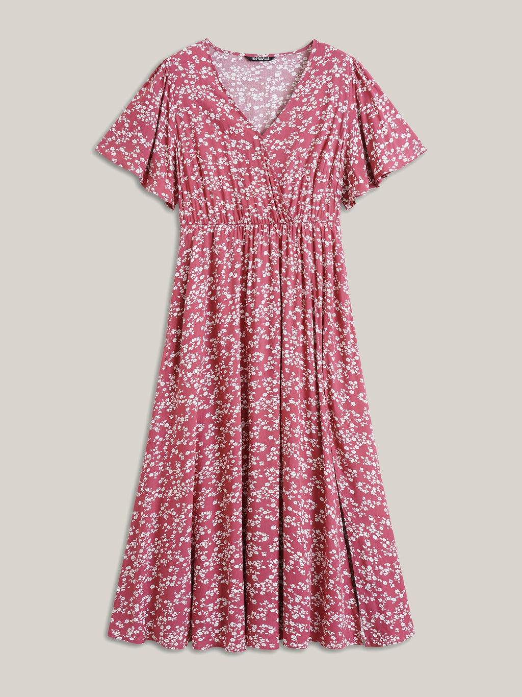 Plus Size Ditsy Floral Flutter-Sleeve Maxi Dress