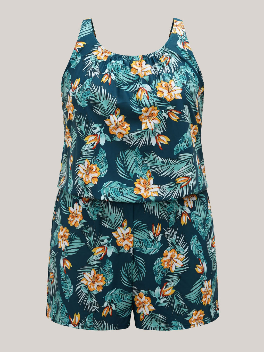Plus Size Tropical Floral One-Piece Swimsuit