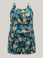 Plus Size Tropical Floral One-Piece Swimsuit