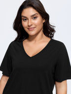 Plus Size Cotton V-Neck T-Shirt