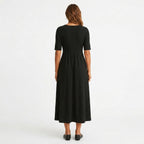 Classic Black A-Line Midi Dress