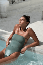 Green Bandeau High-Leg Swimsuit