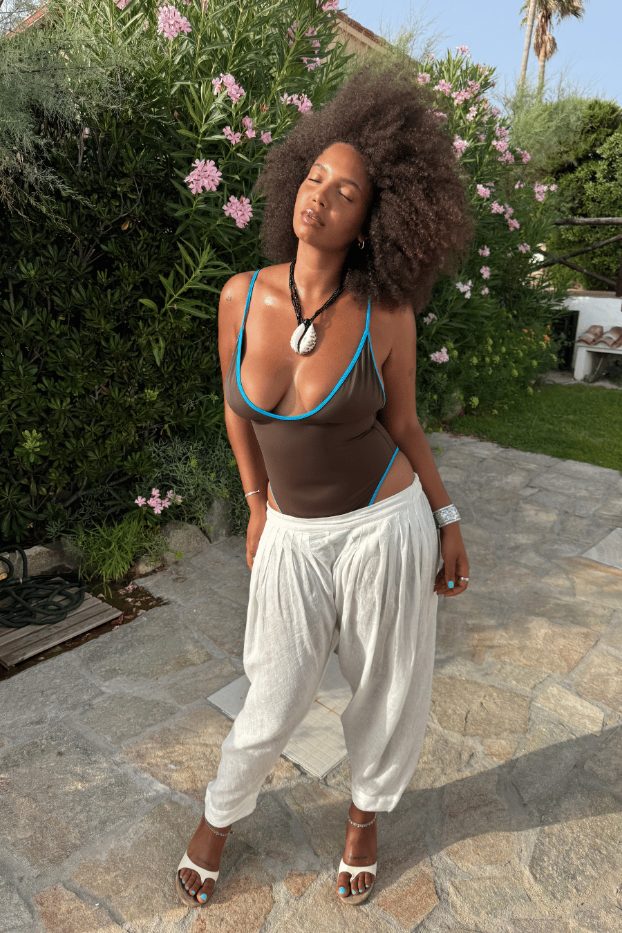 Mocha High-Leg Plunge Swimsuit