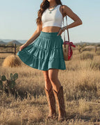 Willow High Waist Ruffle Skort in Black by Aurelia Sun