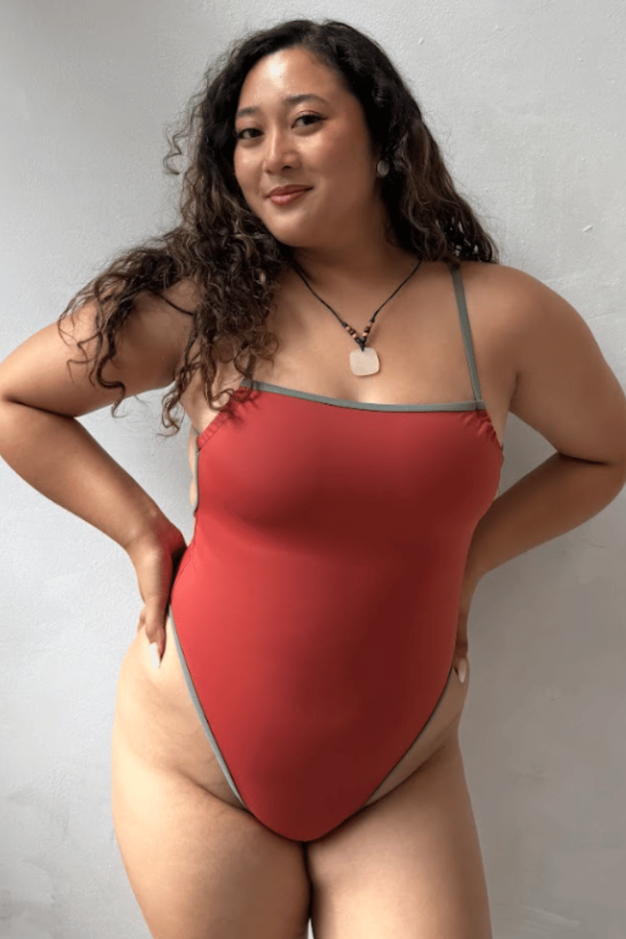 Tangerine Bandeau High-Leg Swimsuit