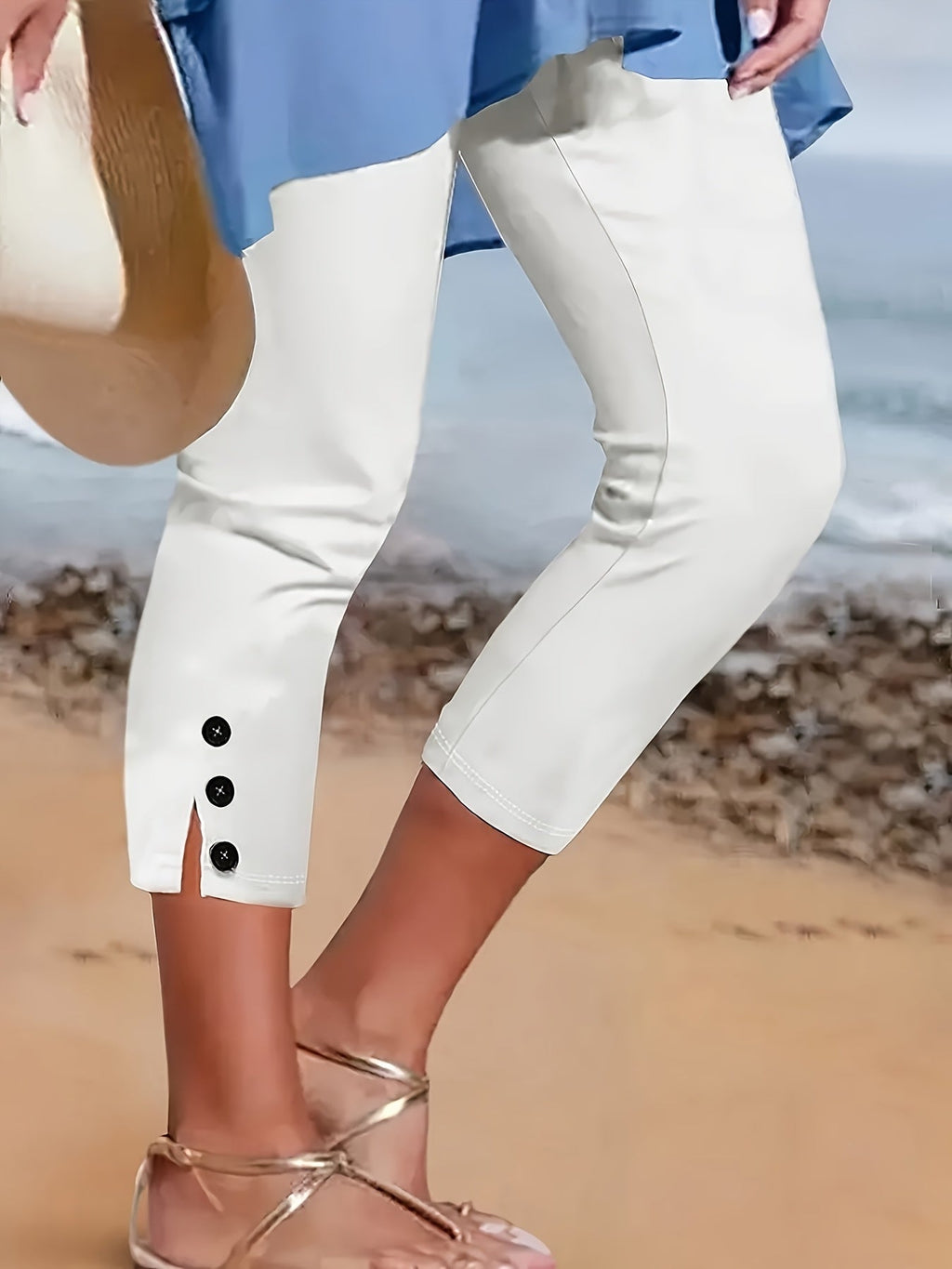 Clara Stretch Capri Pants – White