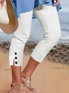 Clara Stretch Capri Pants – White