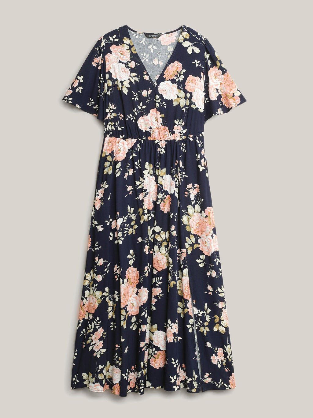 Plus Size Ditsy Floral Flutter-Sleeve Maxi Dress