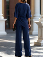 Jamie Draped Two-Piece Trouser Set in Black by Aurelia Sun