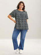 Plus Size Floral Ruffle-Sleeve Blouse