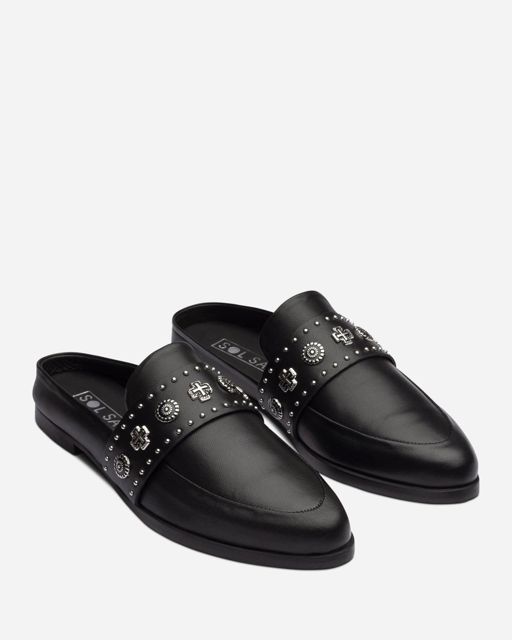 Tuesday Western Leather Mule – Black/Silver by Aurelia Sun