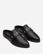 Tuesday Western Leather Mule – Black/Silver by Aurelia Sun