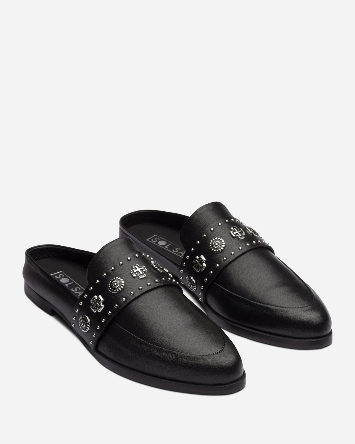 Tuesday Western Leather Mule – Black/Silver by Aurelia Sun