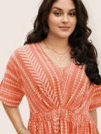 Plus Size Shirred Split-Hem Midi Dress