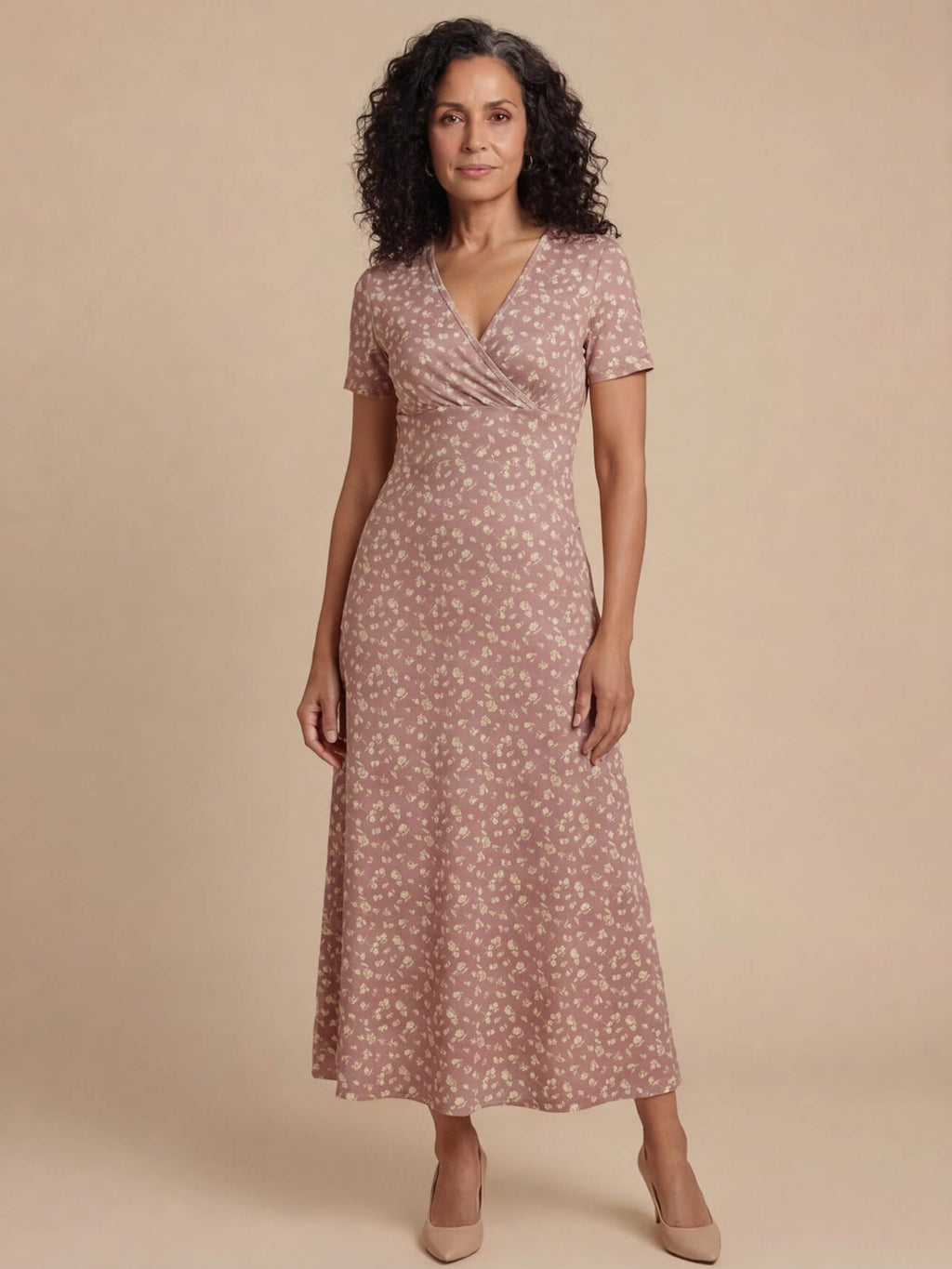 Floral Smocked V-Neck A-Line Dress