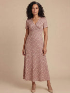 Floral Smocked V-Neck A-Line Dress
