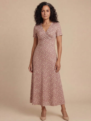 Floral Smocked V-Neck A-Line Dress