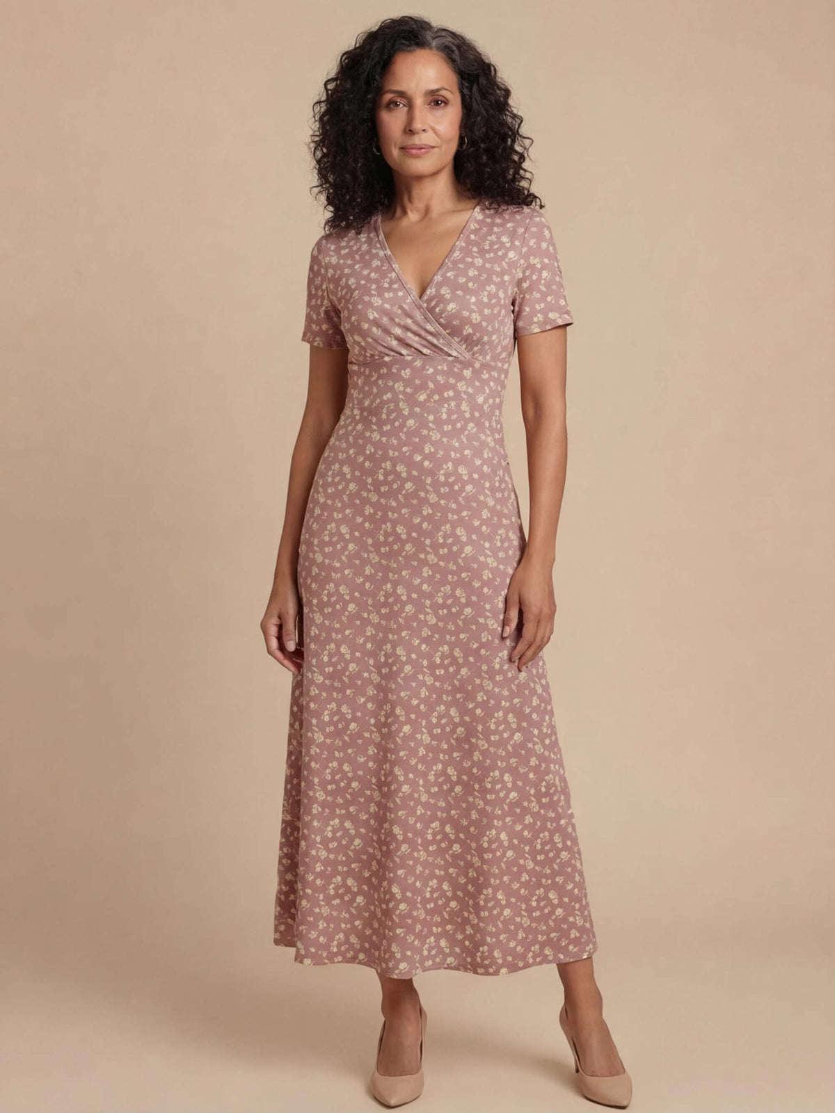 Floral Smocked V-Neck A-Line Dress