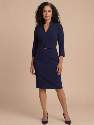 Belted Structured Midi Dress