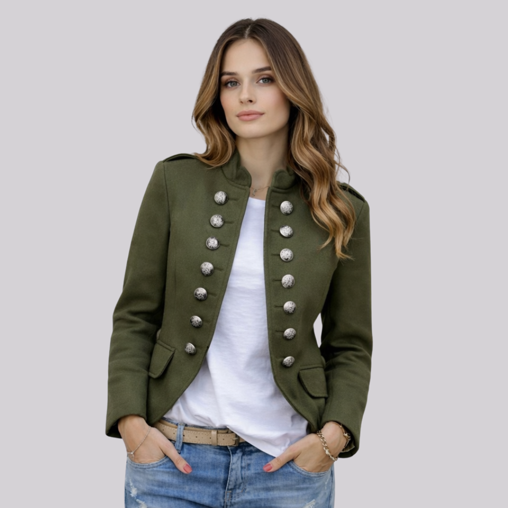 Vivienne Military Button Blazer – Green