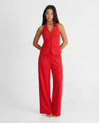 Halter Waistcoat & Wide-Leg Trouser Set
