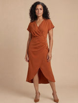 Wrap-Neck Summer Midi Dress