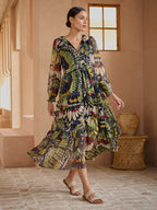 Jungle Butterfly Chiffon Maxi Dress in Orchid Purple by Aurelia Sun