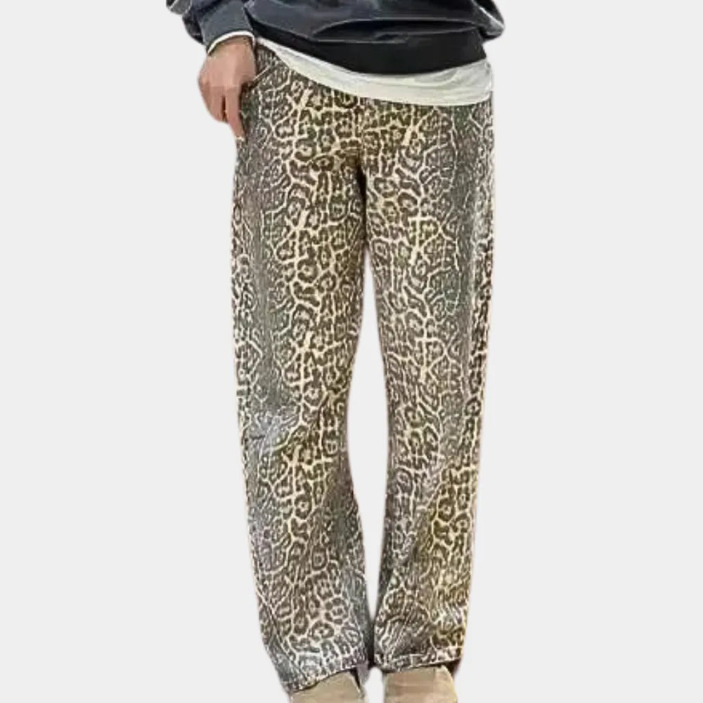 High-Waist Leopard Print Trousers