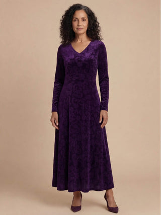 Textured Floral V-Neck Maxi Dress