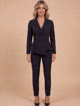 Black Peplum Blazer & Trouser Suit