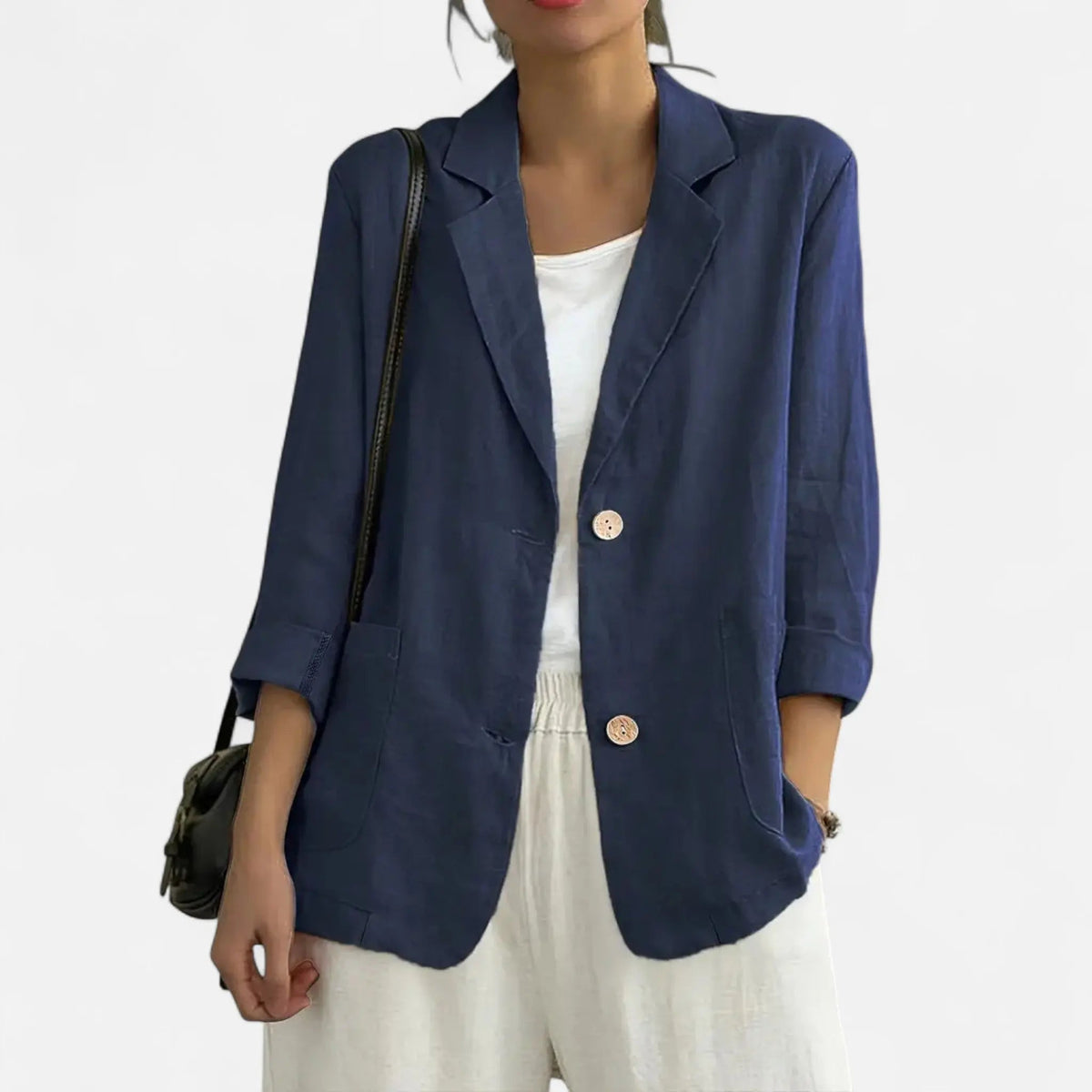Tailored Linen-Blend Blazer