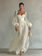 Evelyn Chiffon Square Neck Maxi Dress by Aurelia Sun
