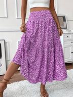Elena Ditsy Floral Midi Skirt – Black