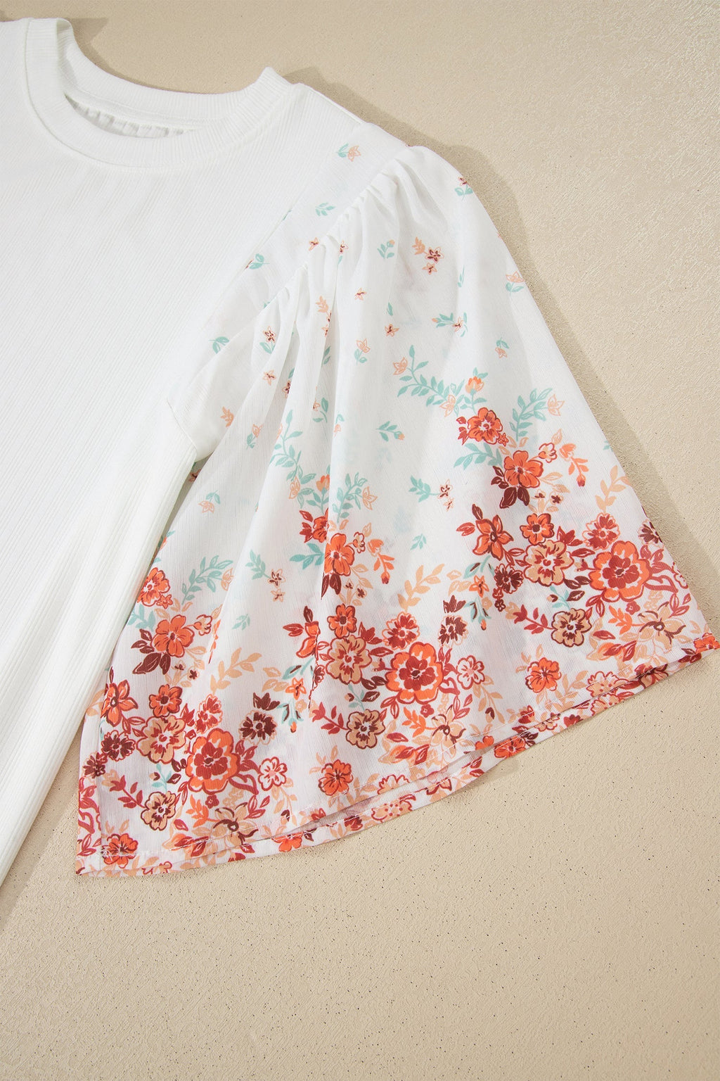 Women's Floral Patchwork Ribbed Knit Top