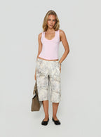 Longline Drawstring Sweat Shorts – Green Camo