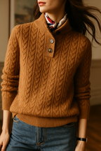Arden Cable-Knit Cashmere Blend Sweater – Brown