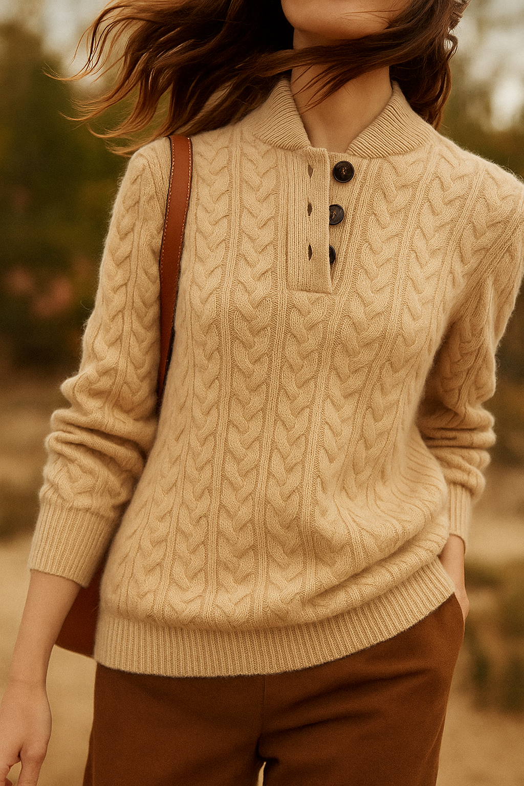 Arden Cable-Knit Cashmere Blend Sweater – Olive